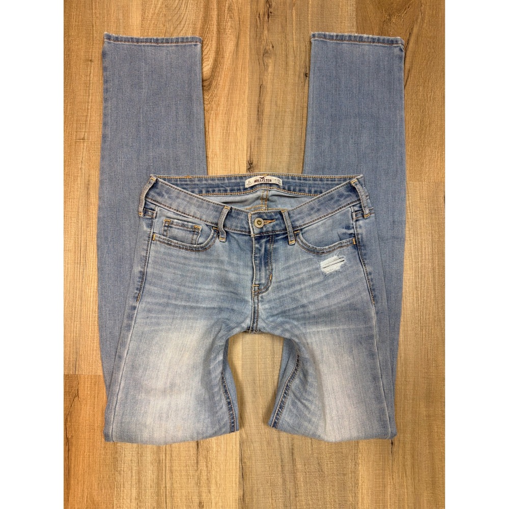 Hollister Low Rise Skinny Jeans Light Wash Distressed Blue Denim 1L W25